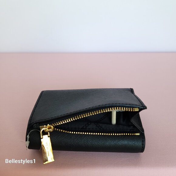 MICHAEL KORS Greenwich Medium Envelope Trifold Saffiano Leather Wallet- Black ⭐ - Picture 10 of 16